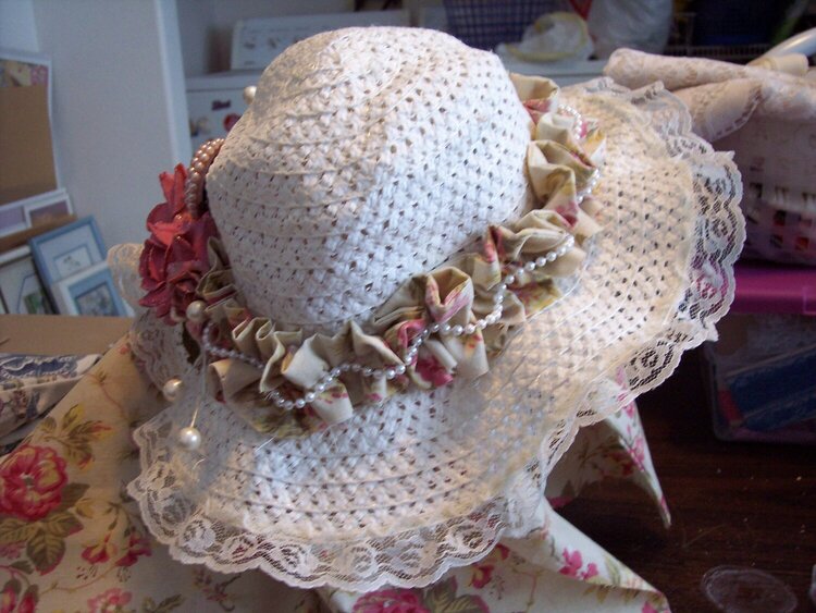 Romantic Shabby Chic**Altered Hat**Back View