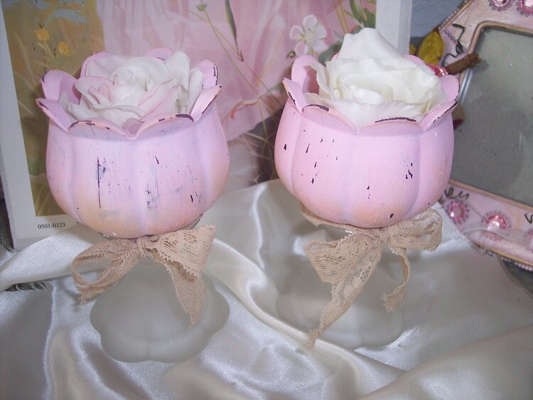 Shabby Chic**Altered Candle Flower Holders