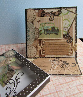 Men&#039;s card with the car and clocks