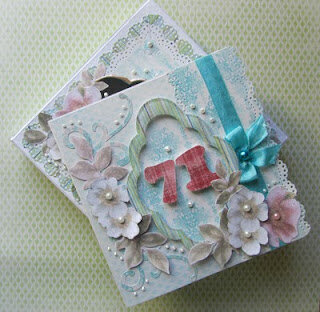 Turquoise birthday card with a box