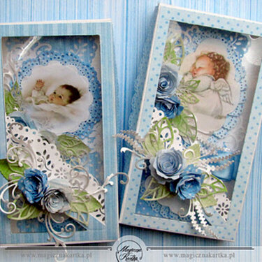 Two cards of christening of the box
