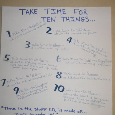take time for ten things