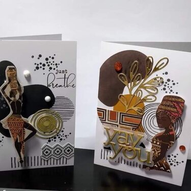 Cards made using taylored expressions stencils, and prima diamond collection die cuts