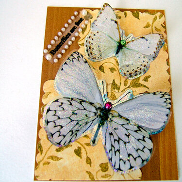 BUTTERFLIES ARE FREE art trading card aceo mixed media