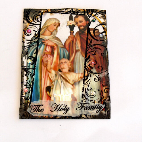 Holy family art card aceo mixed media collage