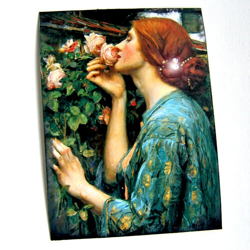 SMELLING THE ROSES  art card with Swarovski crystals