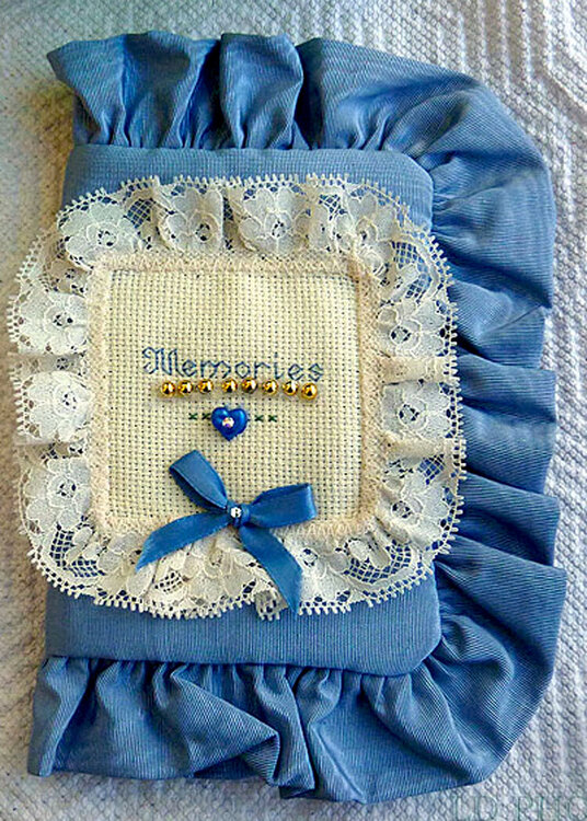 Removable lace Journal smashbook cover Memories blue and white