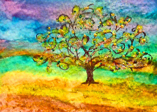 Tree watercolor painting