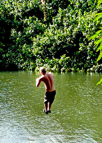 my ds Brian falling into the Indiana Jones river in Kauai