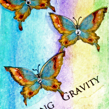 defying gravity mixed media collage art card