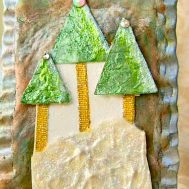 WINTER TREES air dried clay atc aceo mixed collage