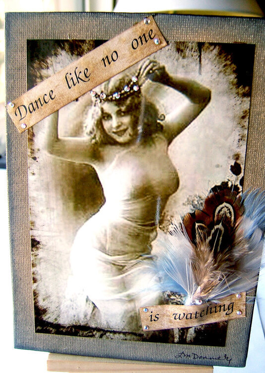 DANCE LIKE NO ONE IS WATCHING mixed media collage 5x7