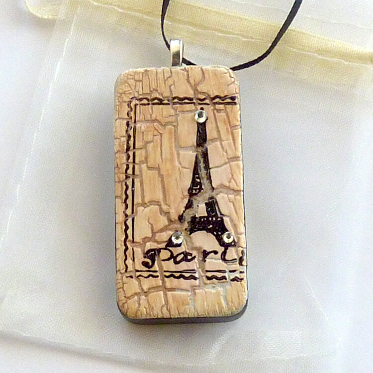 Antiqued Eiffel Tower recycled game tile