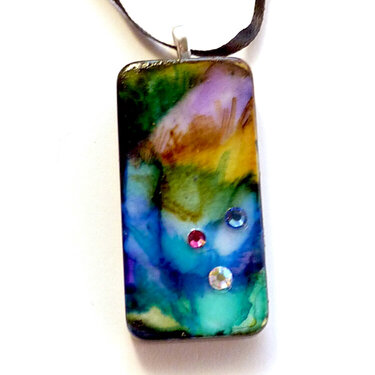 Monet gardens domino tiles with Swarovski crystals