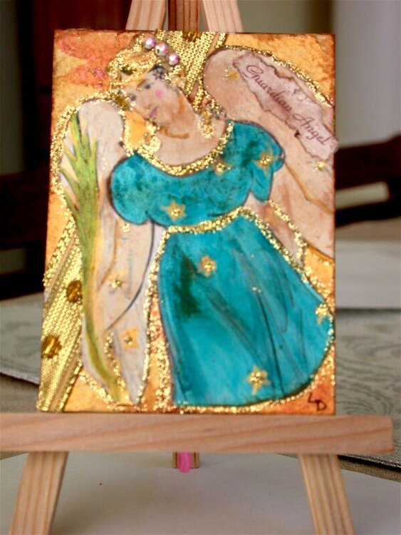 Guardian Angel art trading card aceo collage