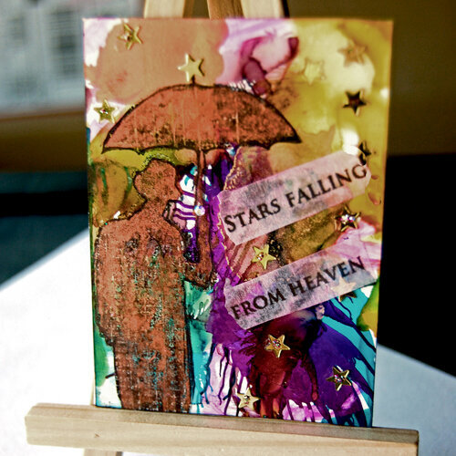 STAR FALLING FROM HEAVEN atc ACEO mixed media collage