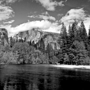 Yosemite in Spring black and white photograph