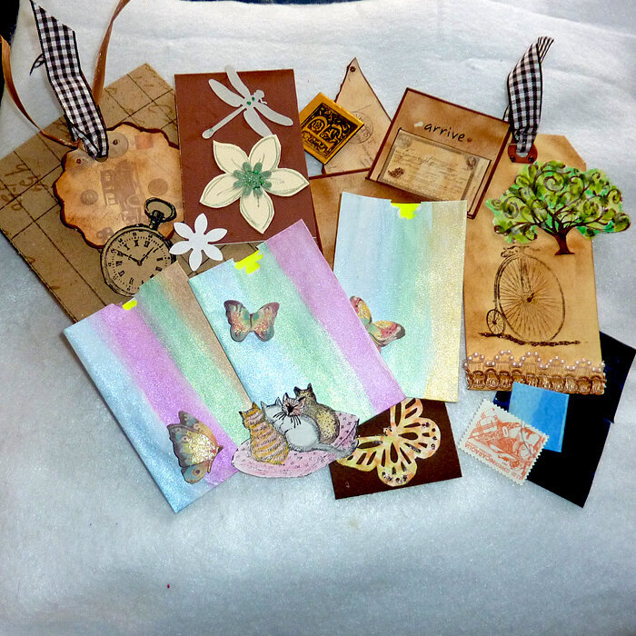 handmade hand painted envelps tags ephemera
