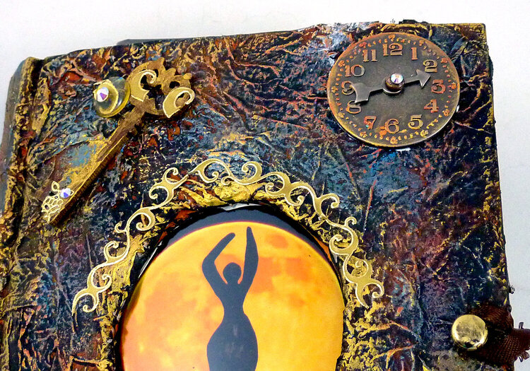 moon goddess altered book journal close up