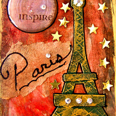 Paris, art trading card , aceo mixed media