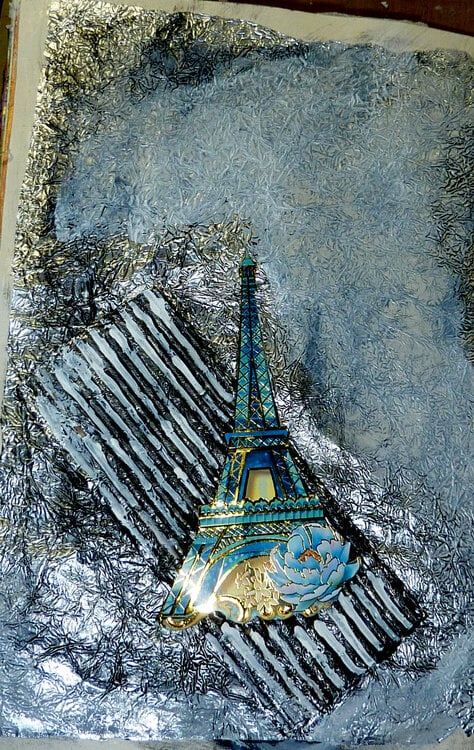 dreaming of Paris distressed foil scrapbook page