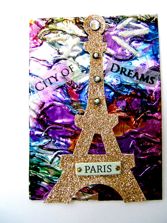 City of Dreams Paris atc aceo mixed media card