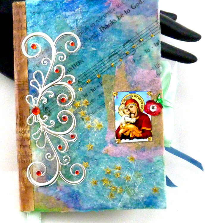 Medieval Mary and Jesus art journal mixed media collage