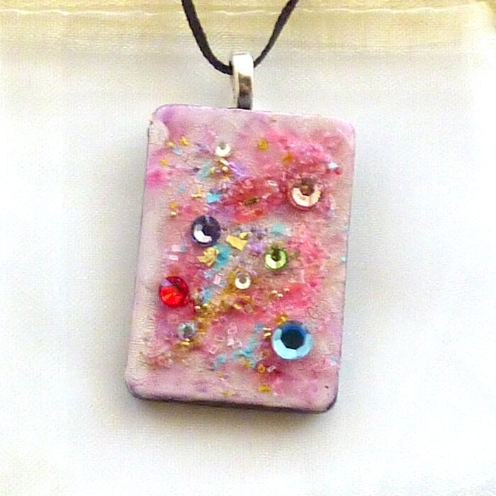 Cotton candy domino tiles with Swarovski crystals