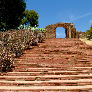 stairs from the laundry area at the San Luis Rey mission
