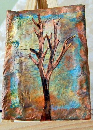 TREE OF LIFE atc clay mixed media