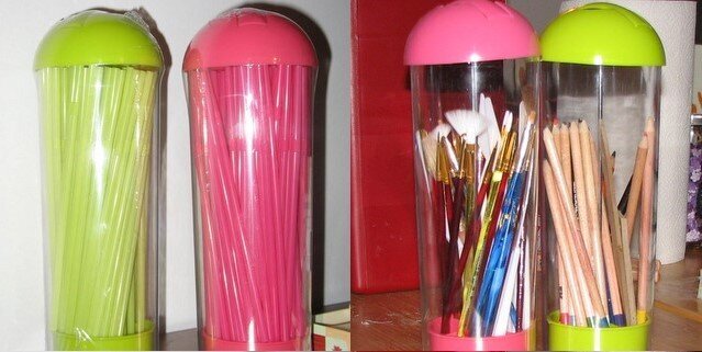 $1.00 Straw Holders from Walmart for Brushes and Drawing Pencils