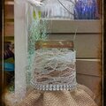 burlap glass jar with lace and gems