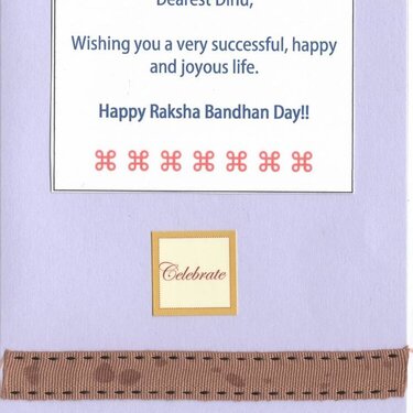 Rakhi Card for my cousin Dinesh
