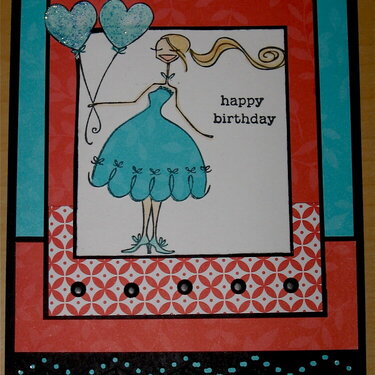 Stampinbella birthday card- combined Balloonabella with Superbella&#039;s head
