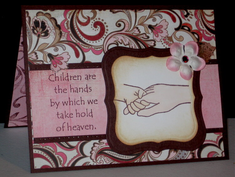 Children are the hands Pink and Brown card