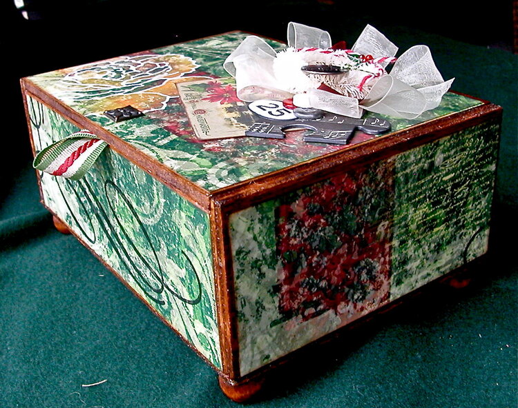 Side view altered Christmas cigar box