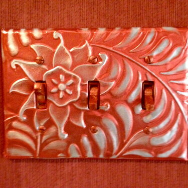 Embossed metal lightswitch plate