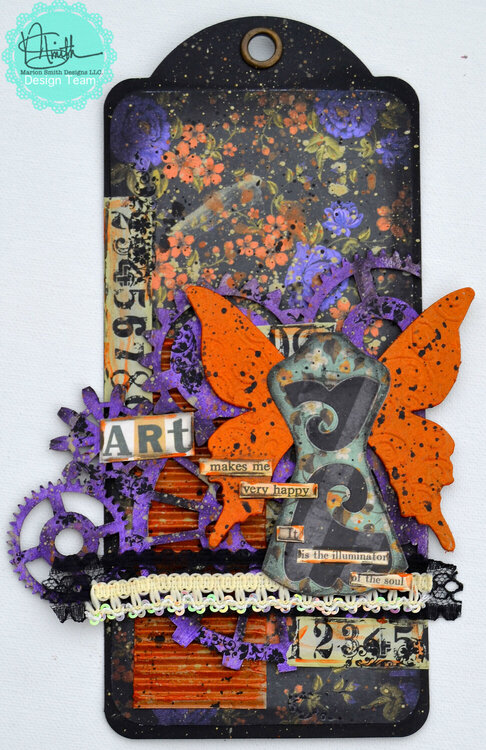 Marion Smith Designs &quot;Wicked Times&quot; Mixed Media Tag  on Graphic 45 Staples Black Tag
