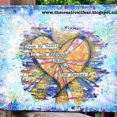 Crafter's Workshop Stencil Mixed Media Piece "Jesus Be the Center"