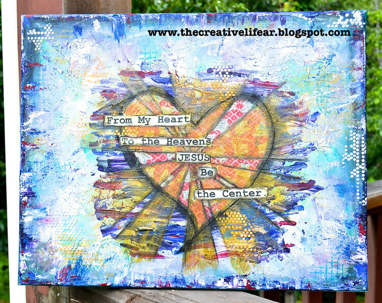 Crafter&#039;s Workshop Stencil Mixed Media Piece &quot;Jesus Be the Center&quot;