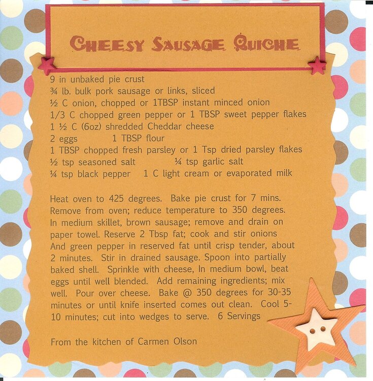 Cheesy Sausage Quiche