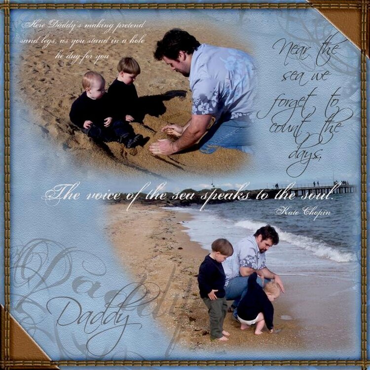Daddy with Logan and Rohan at the beach