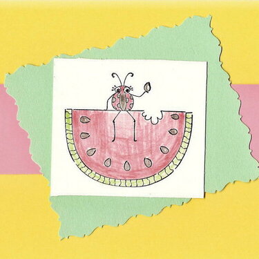 ladybug on watermelon card