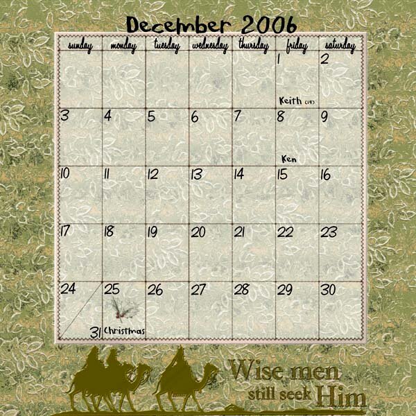 December 2006 Calendar