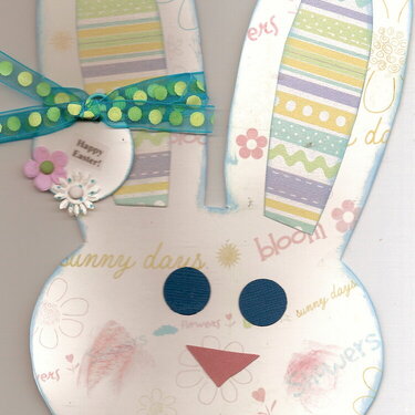 Easter bunny face card - turquoise