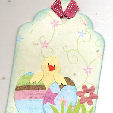 Easter Tag - chick with mint background