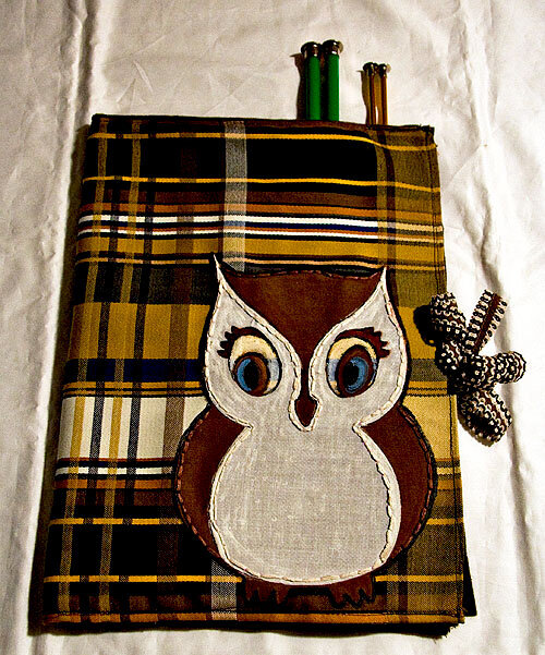 Owl Appliqued (Cricut HEA) Knitting Needle Case