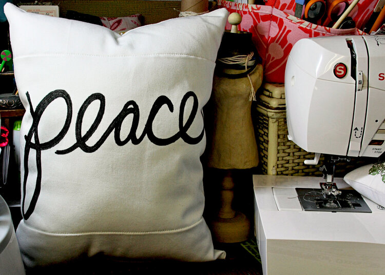 Peace Pillow (Silhouette Portrait Sketch)