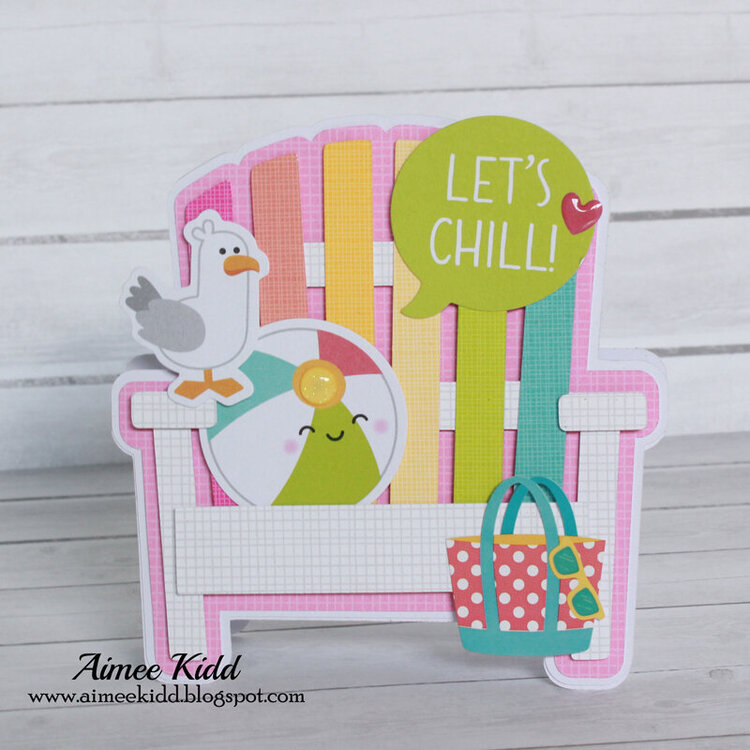 Let&#039;s Chill beach chair shaped card