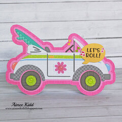 Let's Roll car shaped card